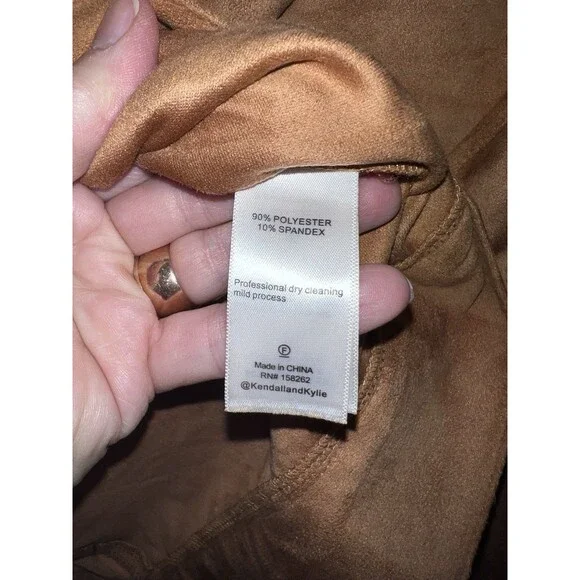 Kendall + Kylie Cropped jacket womens Sz L faux suede button front boho western - Picture 5 of 9